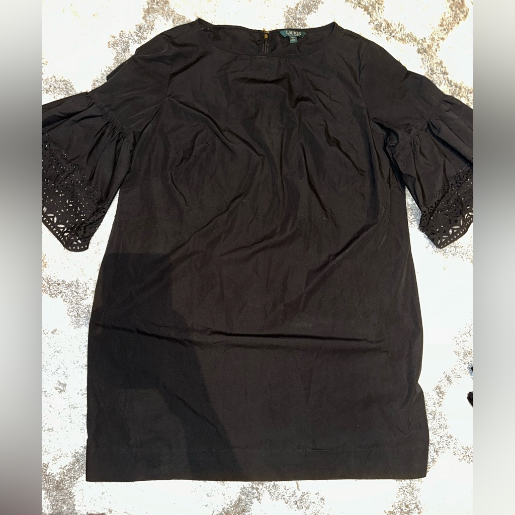 Ralph Lauren Black Midi Dress With Bell Sleeves